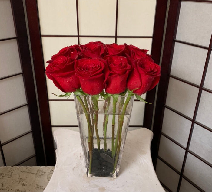 Pave Style Roses Red