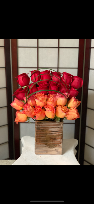 A Two Dozen Artistic Multi Color Roses