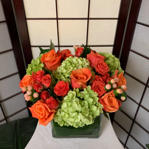 Hydrangea and Rose Modern Orange